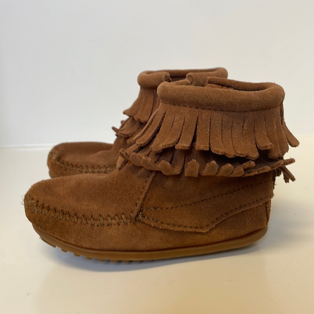 Toddler girl or boy suede Minnetonka moccasins
